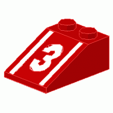 Part 3298p56 Red Slope 33 3 x 2 with Number 3 Pattern 